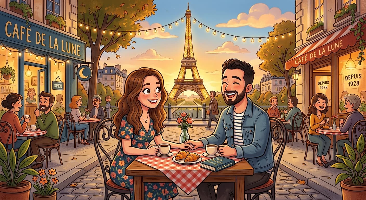 An illustration of a café